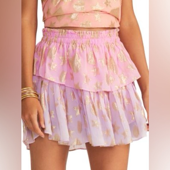 LoveShackFancy Ruffle Mini Skirt – Pink and Purple Ombre,...